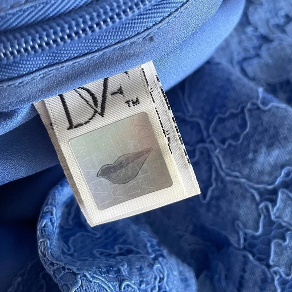 DVF Diane Von Furstenberg Fausta Lace Blue Cornflower High Rise Shorts - Picture 6 of 9